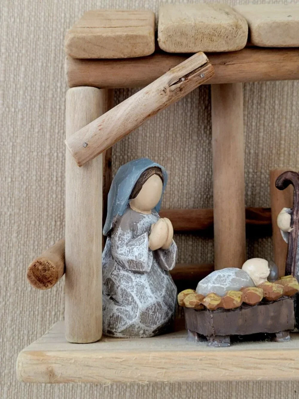 Miniature Wooden Nativity Set Holy Family Rustic Christmas Tabletop Tree Decor
